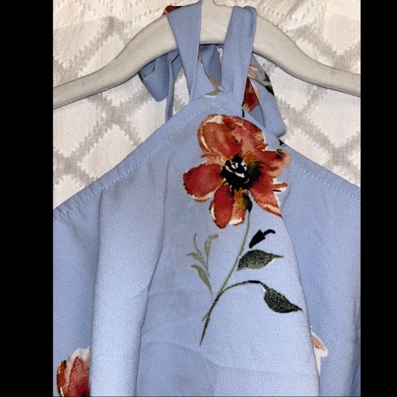 Mimi Chica blue floral halter romper - Picture 3 of 6